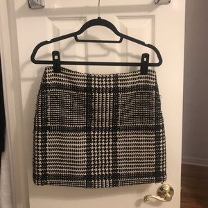 Theory Houndstooth Black and White Mini Skirt